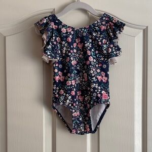 Ruffle Butts Floral Ruffle Sleeve Swimsuit 2T